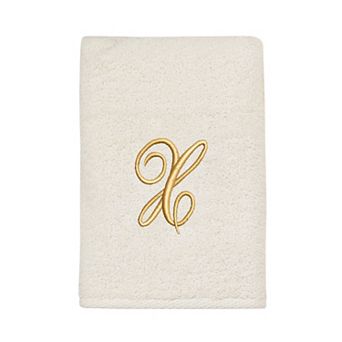 Avanti Premier Ivory/Gold Script Monogram Hand Towel