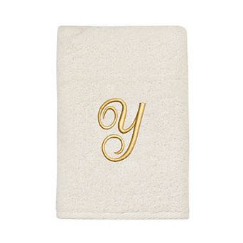 Avanti Premier Ivory/Gold Script Monogram Hand Towel