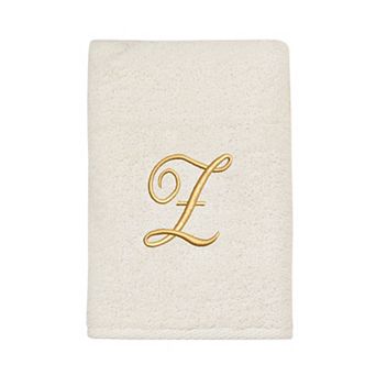 Avanti Premier Ivory/Gold Script Monogram Hand Towel