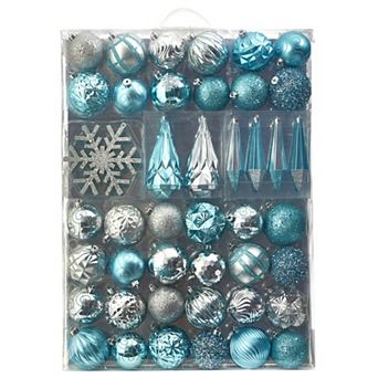 nearly natural Holiday Shatterproof Blue Ornament 52 pc Set