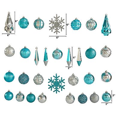nearly natural Holiday Shatterproof Blue Ornament 52-Piece Set