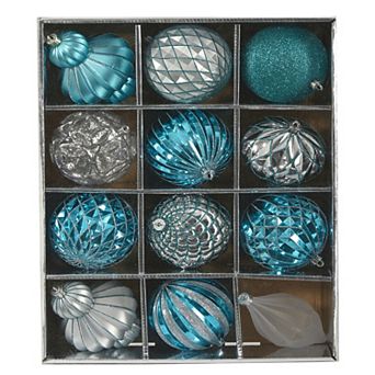 nearly natural Holiday Lux Shatterproof Blue Ornament 12 pc Set