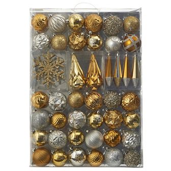 nearly natural Holiday Shatterproof Gold Ornament 52 pc Set