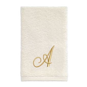 Avanti Premier Ivory/Gold Script Monogram Fingertip Towel