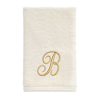 Avanti Premier Ivory/Gold Script Monogram Fingertip Towel
