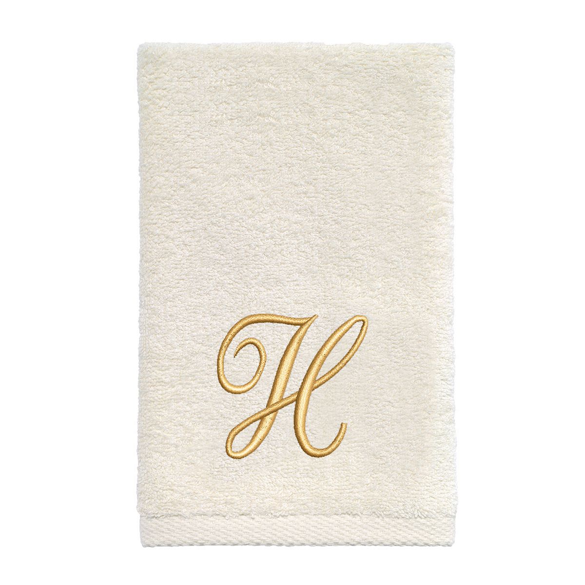 Avanti Premier Ivory/Gold Script Monogram Fingertip Towel - H
