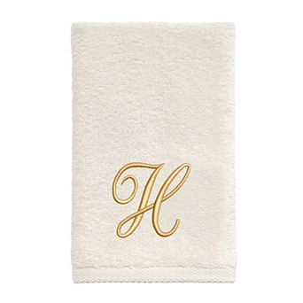Avanti Premier Ivory/Gold Script Monogram Fingertip Towel