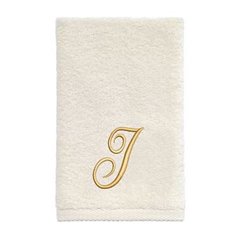 Avanti Premier Ivory/Gold Script Monogram Fingertip Towel