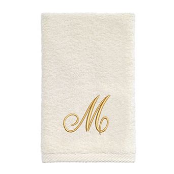 Avanti Premier Ivory/Gold Script Monogram Fingertip Towel