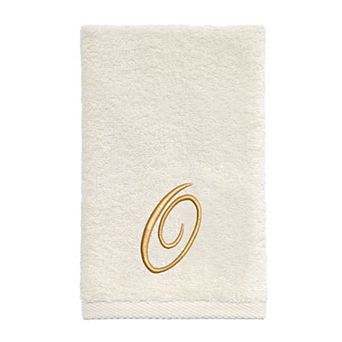 Avanti Premier Ivory/Gold Script Monogram Fingertip Towel