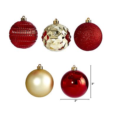 nearly natural Holiday Shatterproof Red & Gold Ornament 40-Piece Set