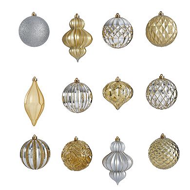 nearly natural Holiday Lux Shatterproof Gold & Silver Ornament 12-Piece Set
