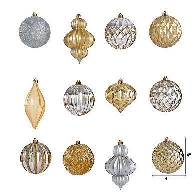 nearly natural Holiday Lux Shatterproof Gold & Silver Ornament 12-Piece Set