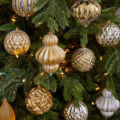 nearly natural Holiday Lux Shatterproof Gold & Silver Ornament 12-Piece Set