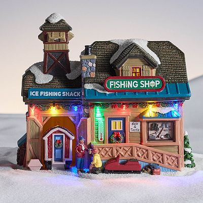 accessories for fish house Fishing Shack Fish House Accessories Nicholas Square® Light-Up Ice Fishing  Shop Table Decor