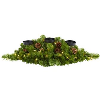 nearly natural 30 in Artificial Pine Pre-Lit Triple Candelabrum