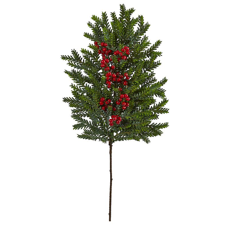 nearly natural 34-in. Pine & Berries Artificial Hanging Plant 3-Piece Set, 