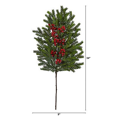 nearly natural 34-in. Pine & Berries Artificial Hanging Plant 3-Piece Set