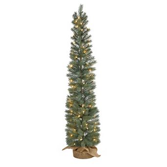 nearly natural 4-ft. Green Pine Pre-Lit Artificial Christmas Tree in a Burlap Base