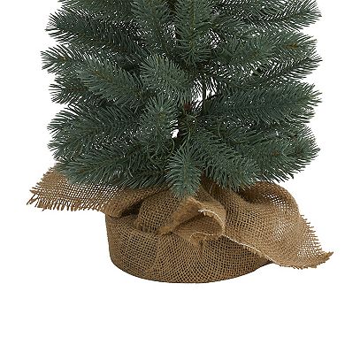 nearly natural 4-ft. Green Pine Pre-Lit Artificial Christmas Tree in a Burlap Base