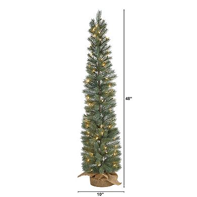 nearly natural 4-ft. Green Pine Pre-Lit Artificial Christmas Tree in a Burlap Base