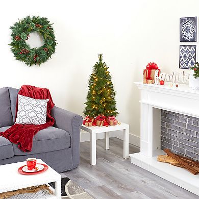 nearly natural 3-ft. New Haven Pine Pre-Lit Artificial Christmas Tree