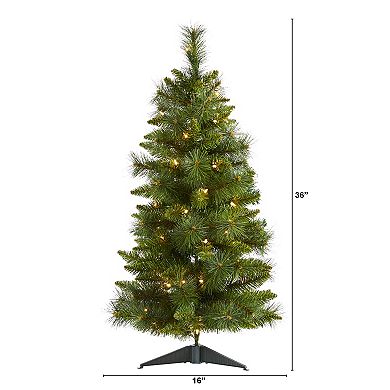 nearly natural 3-ft. New Haven Pine Pre-Lit Artificial Christmas Tree