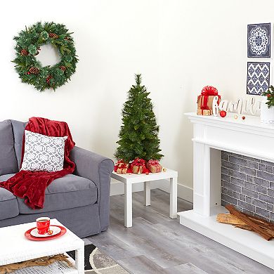 nearly natural 3-ft. New Haven Pine Pre-Lit Artificial Christmas Tree