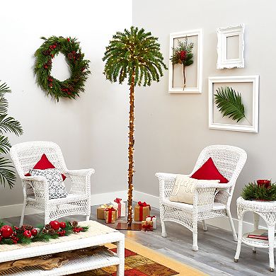 nearly natural 7-ft. Christmas Palm Pre-Lit Artificial Tree