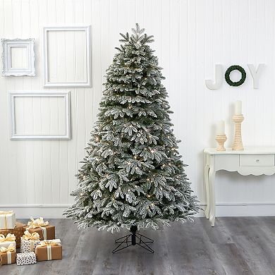 nearly natural 7-ft. Flocked Colorado Mountain Fir Artificial Christmas Tree