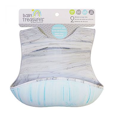 Baby Treasures 2 Pack Marbled Silicone Bibs