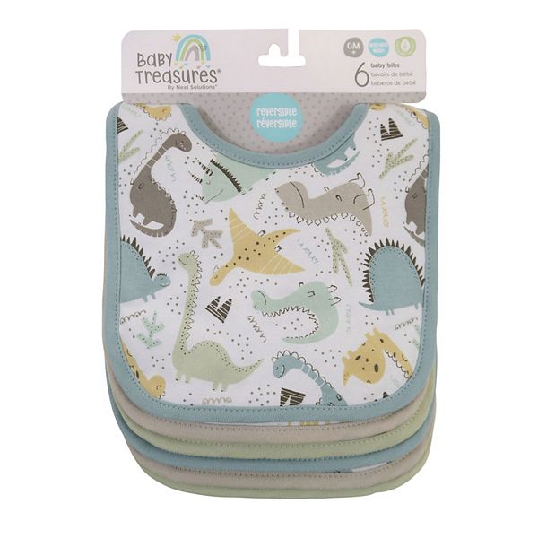 Baby Treasures 6 Pack Reversible to Solid Bibs