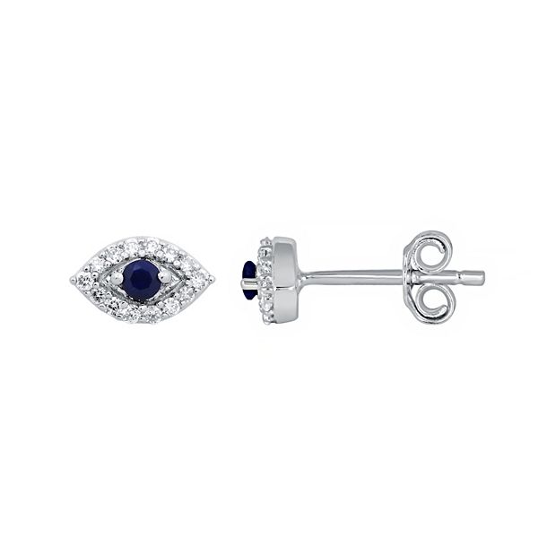 Made For You Sterling Silver LabCreated Sapphire & 1/8 Carat T.W. LabGrown Diamond Evil Eye