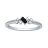 Made For You Sterling Silver Lab-Created Smoky Quartz Baguette & Lab-Grown Diamond Accent Ring