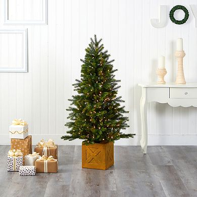 nearly natural 5-ft. Manchester Fir Artificial Christmas Tree in Decorative Planter