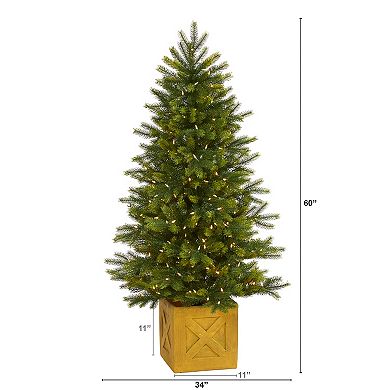 nearly natural 5-ft. Manchester Fir Artificial Christmas Tree in Decorative Planter