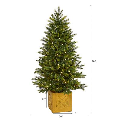 nearly natural 5-ft. Manchester Fir Artificial Christmas Tree in Decorative Planter