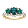 Made For You 14k Gold Over Silver Lab-Created Emerald & 1/4 Carat T.W. Lab-Grown Diamond 3-Stone Ring