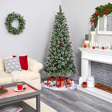 nearly natural 7-ft. Frosted Swiss Pine Artificial Christmas Tree
