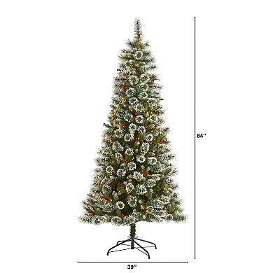 nearly natural 7-ft. Frosted Swiss Pine Artificial Christmas Tree