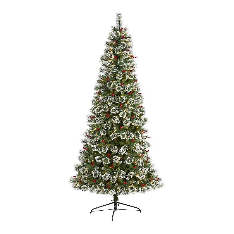 nearly natural 8-ft. Frosted Swiss Pine Artificial Christmas Tree, Green