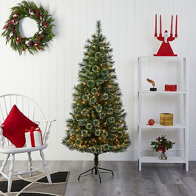 nearly natural 6-ft. Wisconsin Slim Snow Tip Pine Artificial Christmas Tree