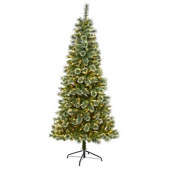 nearly natural 7-ft. Wisconsin Slim Snow Tip Pine Artificial Christmas Tree