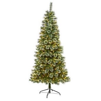 nearly natural 7-ft. Wisconsin Slim Snow Tip Pine Artificial Christmas Tree