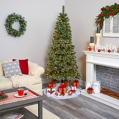 nearly natural 7-ft. Wisconsin Slim Snow Tip Pine Artificial Christmas Tree