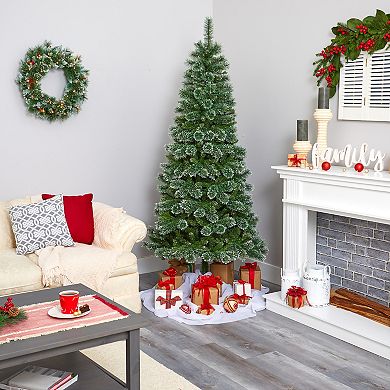 nearly natural 7-ft. Wisconsin Slim Snow Tip Pine Artificial Christmas Tree