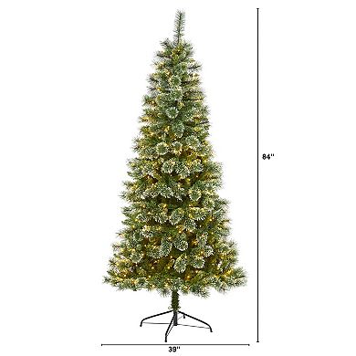 nearly natural 7-ft. Wisconsin Slim Snow Tip Pine Artificial Christmas Tree