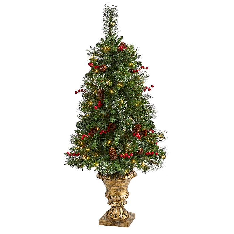nearly natural 4-ft. Pine, Pinecone and Berries Artificial Christmas Tree, 