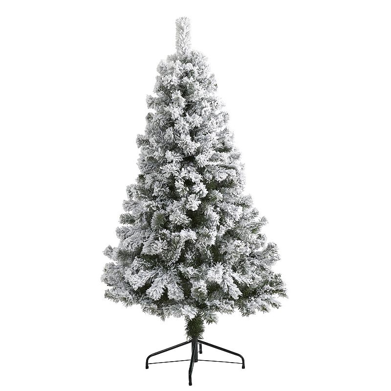 Nearly Natural 5ft. Flocked West Virginia Fir Artificial Christmas Tree