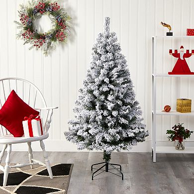 nearly natural 5-ft. Flocked West Virginia Fir Artificial Christmas Tree